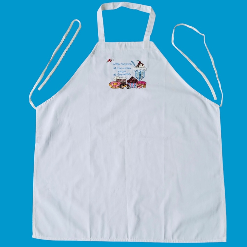 Hand-Embroidered Linen Apron, Housework Kitchen Apron, Perfect Gift for Grandma
